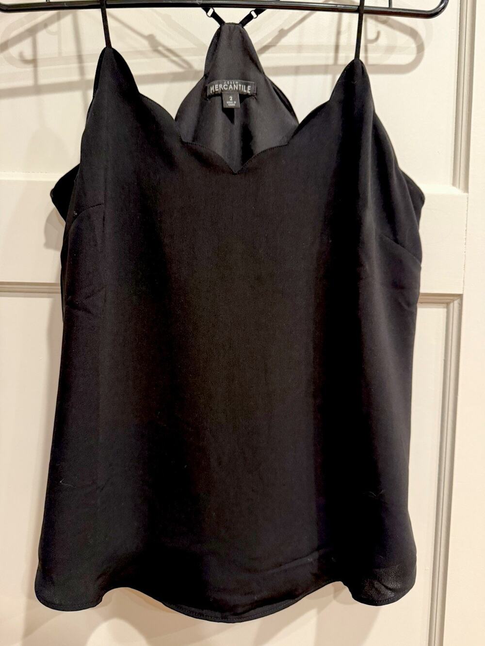 J.Crew Women's Black Satin Camisole Layering Tank Flowey Feminine Preppy Size 2